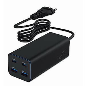 Универсальное зарядное устройство 100W GaN 2xUSB-A 2xUSB-C быстрая зарядка черное