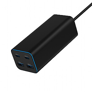 Универсальное зарядное устройство 100W GaN 2xUSB-A 2xUSB-C быстрая зарядка черное