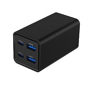 Универсальное зарядное устройство 65W GaN 2xUSB-A 2xUSB-C быстрая зарядка черное