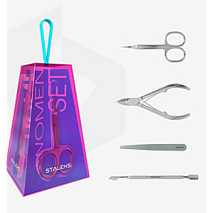 STALEKS SET Home Pro Women кусачки для ногтей + ножницы для кутикулы + палочка для маникюра + пинцет для бровей