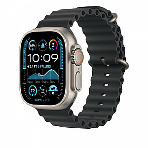 Okeāna siksna melnā krāsā 49 mm korpusam - titāna elementi dabīgā krāsā
