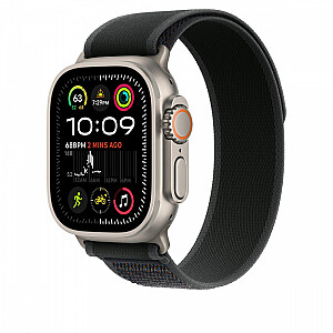 Melna Opaska taka 49 mm korpusam - izmērs M/L - titāna elementi dabīgā krāsā