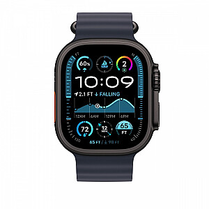 Okeāna josta tumši zilā krāsā 49 mm korpusam, elementi izgatavoti no melnā titāna