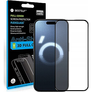 Bestsuit Hybrid Glass Bestsuit Flexible 5D Pilnīga līme iPhone 16 Pro melns
