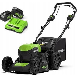 Greenworks 2x24V bezvadu zāles pļāvējs ar piedziņu 46cm G24X2LM46SPK4X divu lādētāju komplekts + 2 akumulatori 4Ah