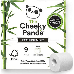 CHEEKY PANDA (salvetes, tualetes papīrs BAMBOO TRĪS SLĀŅU TUALTES PAPĪRS 9 RULLI - CHEEKY PANDA