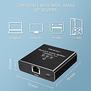 Ethernet Splitter Mini SWITCH 1x3 RJ45 | 1000Мб/с | USB-C | Алюминий