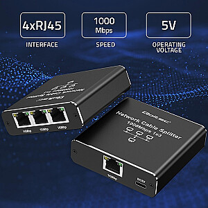 Ethernet Splitter Mini SWITCH 1x3 RJ45 | 1000Мб/с | USB-C | Алюминий