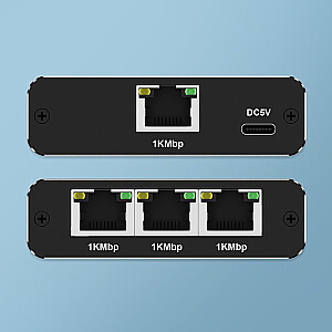 Ethernet Splitter Mini SWITCH 1x3 RJ45 | 1000Мб/с | USB-C | Алюминий
