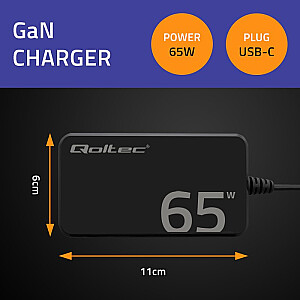 65W GaN супербыстрый SLIM адаптер питания | PD | 5-20V | 3.25A | USB-C 3.1 | ноутбук | MacBook | смартфон | +кабель 