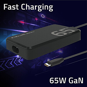 65W GaN супербыстрый SLIM адаптер питания | PD | 5-20V | 3.25A | USB-C 3.1 | ноутбук | MacBook | смартфон | +кабель 