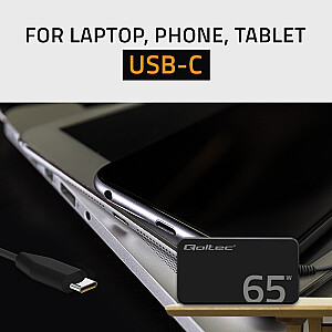 65W GaN супербыстрый SLIM адаптер питания | PD | 5-20V | 3.25A | USB-C 3.1 | ноутбук | MacBook | смартфон | +кабель 