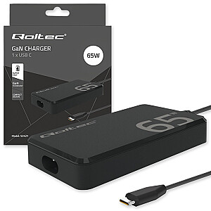65W GaN супербыстрый SLIM адаптер питания | PD | 5-20V | 3.25A | USB-C 3.1 | ноутбук | MacBook | смартфон | +кабель 