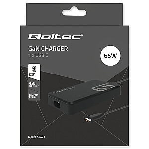 65W GaN супербыстрый SLIM адаптер питания | PD | 5-20V | 3.25A | USB-C 3.1 | ноутбук | MacBook | смартфон | +кабель 
