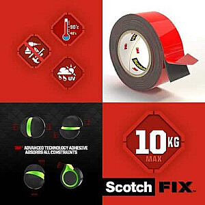 Abpusēja līmlente 3M Scotch-Fix 19mmx1,5m