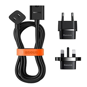 Baseus Universal PowerCombo кабель / удлинитель с мини-розеткой 1м черный (EU и UK адаптер питания черный
