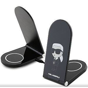 Karl Lagerfeld Universal Aluminum Desktop Wireless Magnetic Charger 2in1 Ikonic NFT Black