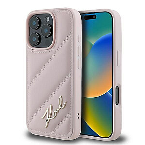Karl Lagerfeld Apple Karl Lagerfeld Quilted Signature iPhone 16 Pro Max Case - Pink