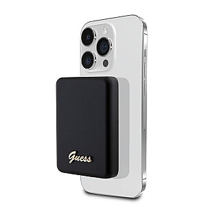 Guess Power Bank 5000mAh 15W MagSafe And Regular Charge With Metal Ssript Logo Black