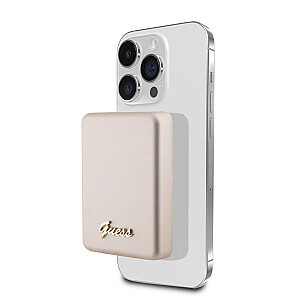 Guess Power Bank 5000mAh 15W MagSafe And Regular Charge With Metal Ssript Logo Gold