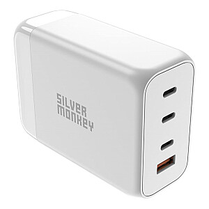 Silver Monkey Silver Monkey SMA156 200W GaN charger 3x USB-C PD USB-A QC 3.0 with detachable power cable - white