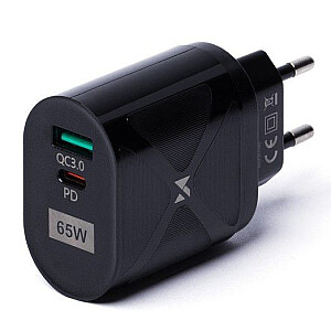 Wozinsky Small 65W GaN зарядное устройство с USB-портами, USB поддерживает быструю зарядку Черный