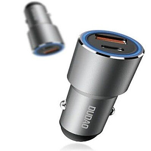 Dudao USB / USB автомобильное зарядное устройство Type C Power Delivery Quick Charge 22.5 W серое