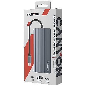 CANYON hub DS-16 13in1 4k USB-C Серый