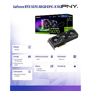 PNY GeForce RTX 5070 ARGB EPIC-X RGB™ Triple Fan 12GB OC DLSS 4