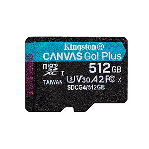Kingston Technology 512GB microSDXC Canvas Go Plus Gen4 200R A2 U3 в упаковке без адаптера