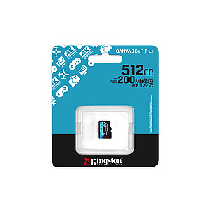 Kingston Technology 512GB microSDXC Canvas Go Plus Gen4 200R A2 U3 в упаковке без адаптера