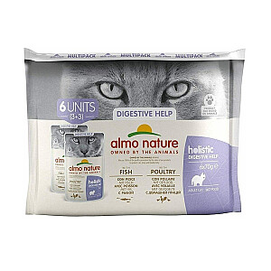 Almo Nature Multipack Digestive 3 x рыба, 3 x птица для кошек 6x70гр