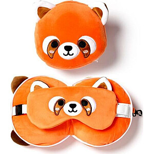Relaxeazzz Panda оранжевый плюшевый набор: подушка + маска для глаз