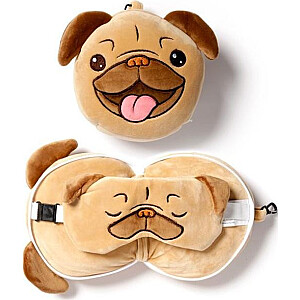 Плюшевый набор Relaxeazzz Pug: подушка + повязка на глаза