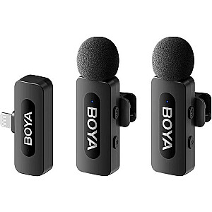 Boya BY-V2 V2.0 Ultra kompakts 2.4GHz bezvadu mikrofons lightning ierīcēm - 2TX+1RX
