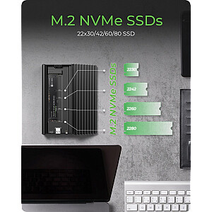 IB-1917M-C32a NVMe USB 3.2 Gen 2x2 korpuss, 20 Gbit/s