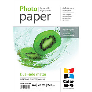 Матовая двусторонняя фотобумага ColorWay, 20 листов, A4, 220 г / м²