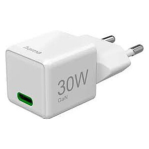 Hama supermini 30W GaN PD/QC sienas lādētājs 1x USB-C balts