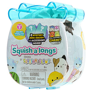 SQUISHMALLOWS SQUISH-A-LONGS figūriņas, 2-paka necaurspīdīgā iepakojumā, 2,5 cm