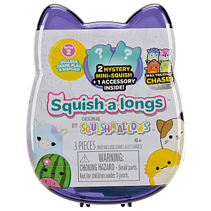 SQUISHMALLOWS SQUISH-A-LONGS figūriņas, 2-paka necaurspīdīgā iepakojumā, 2,5 cm