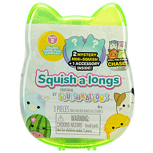 SQUISHMALLOWS SQUISH-A-LONGS figūriņas, 2-paka necaurspīdīgā iepakojumā, 2,5 cm