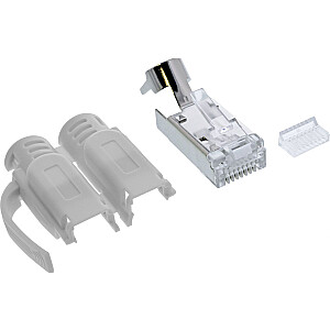 InLine InLine® saspraudes Cat.6A RJ45 aizsargātas, ar locīšanas aizsardzību un ievietošanas vadotni, pelēkas, 10 gab. iepakojumā