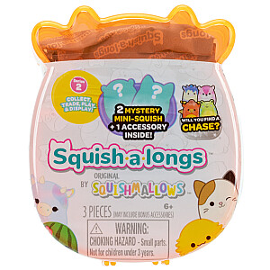 SQUISHMALLOWS SQUISH-A-LONGS figūriņas, 2-paka necaurspīdīgā iepakojumā, 2,5 cm