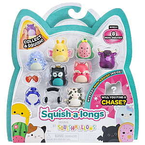 SQUISHMALLOWS SQUISH-A-LONGS figūriņas, 8 gab., 2,5 cm