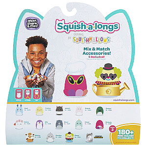 SQUISHMALLOWS SQUISH-A-LONGS figūriņas, 14 gab., 2,5 cm