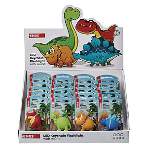LED lukturītis / atslēgu piekariņš, dinozauri ar skaņu, 3× LR54 24 gab.
