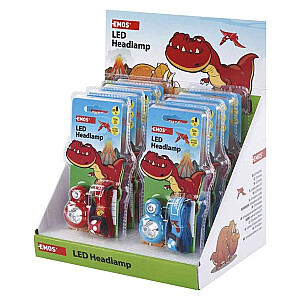 Priekšējais lukturis - Dino, 2× CR2032, 8 gab., vitrīna kastīte