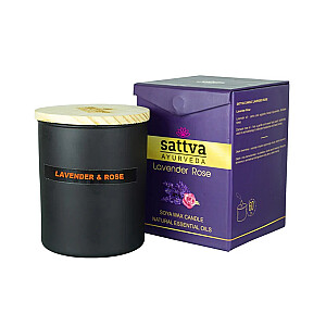 SATTVA Ayurveda aromātiskā svece Lavanda un Indijas roze 200g