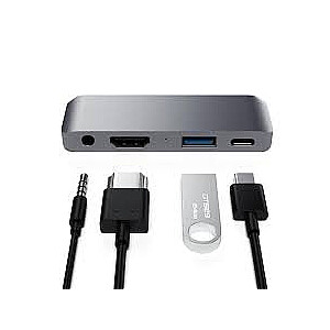 Satechi Alumīnija Mobilais Pro Hub USB-C (USB-C 60W, 4K HDMI, USB-A 3.0, jack ports) (zvaigžņu pelēks)