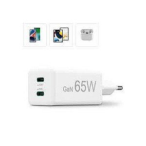 Hama mini 65W GaN PD/QC настенная зарядка 2x USB-C белая